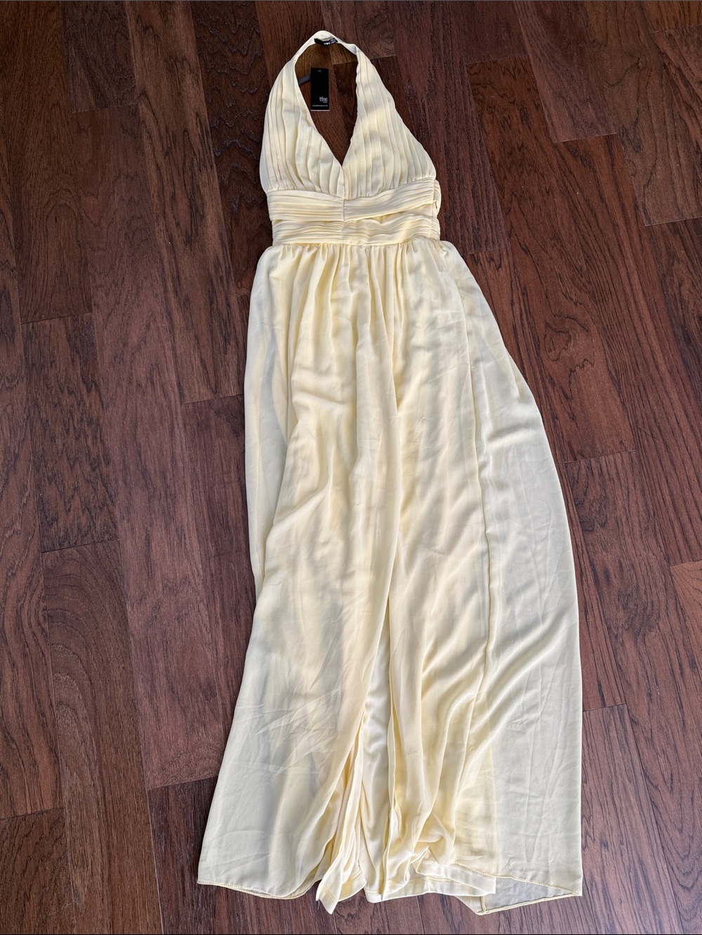 Women's Formal Halter Maxi Dress in Pale Yellow